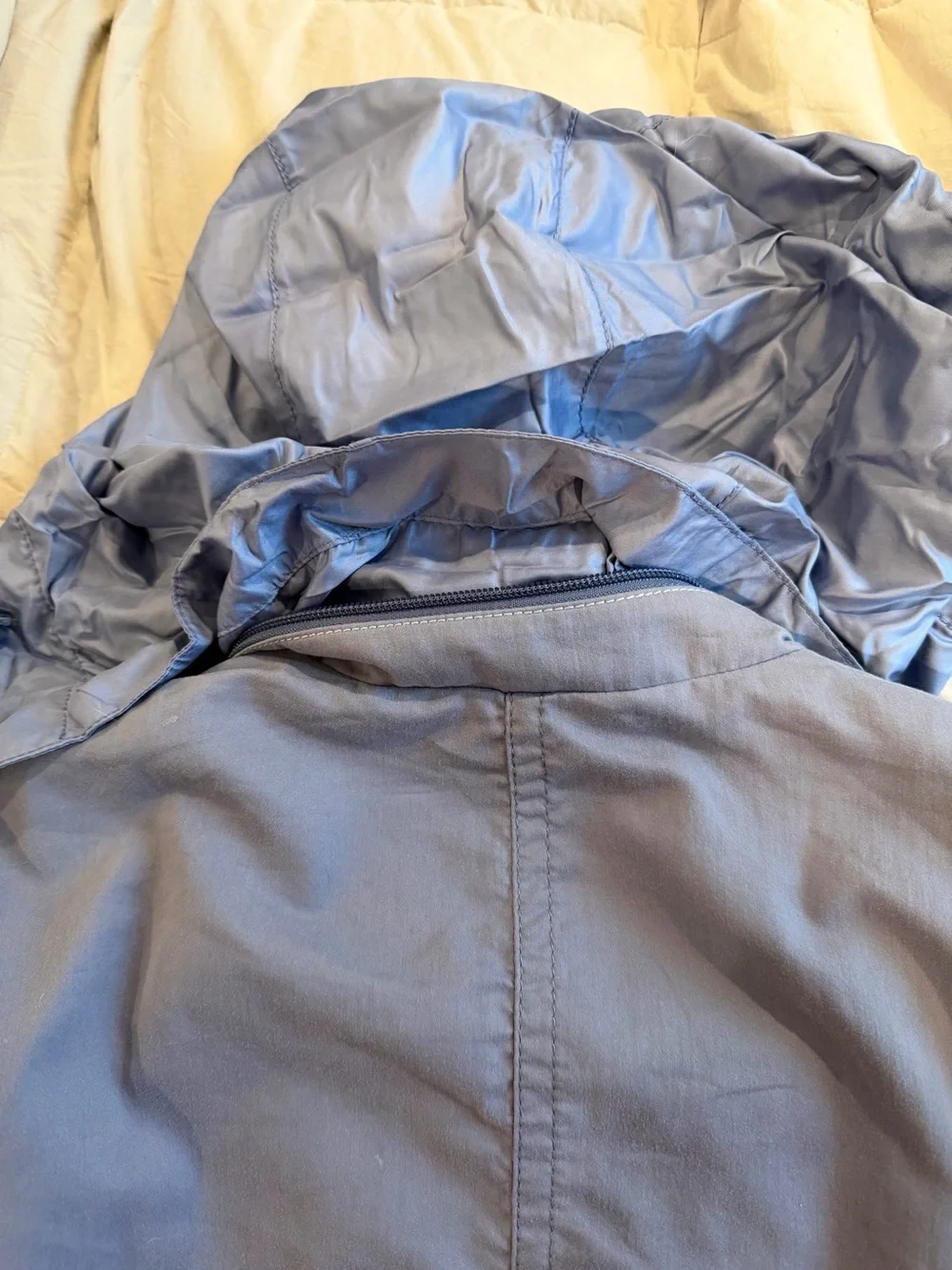 Coach Light Blue Rain Jacket with Front Flap Pockets